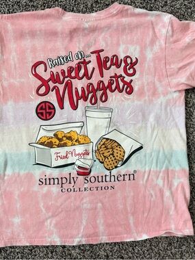 Simply Southern Pink Tie-Dye "Sweet Tea & Nuggets" Kids Tee